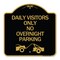 Signmission Day Visitors No Overnight Parking W/ Graphic, Black & Gold Aluminum Sign, 18" x 18", BG-1818-24196 A-DES-BG-1818-24196 - alternate 1